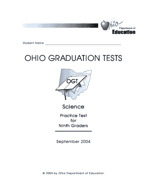Ohio Graduation Tests Science Practice Test