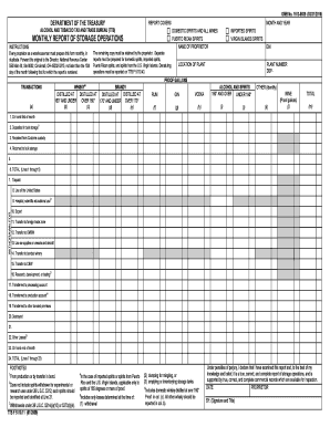 TTB Monthly Report of Storage Operations