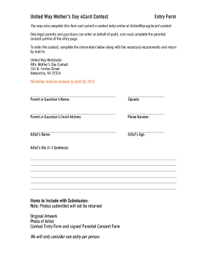 United Way Mother’s Day eCard Contest Entry Form