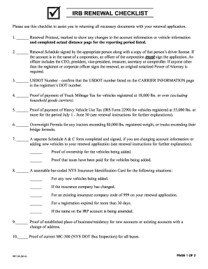 IRP Renewal Checklist