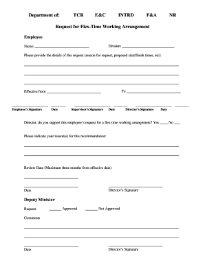 Request for Flex-Time Working Arrangement