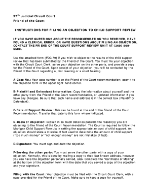 Michigan Objection to Child Support Review Form