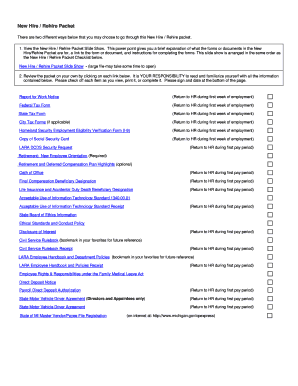 Michigan New Hire Rehire Packet