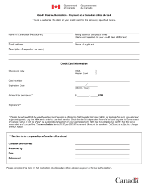 Credit Card Authorization Form