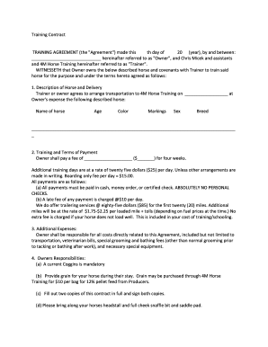 Horse Training Agreement