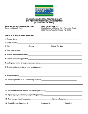 APPLICATION 1 To apply for a video production - stlucieco