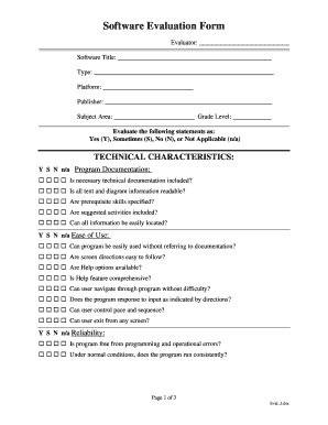 Software Evaluation Form