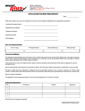 Term Deposit Application Form