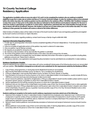 South Carolina Residency Application