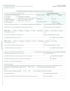 California Certificate of Registration Application