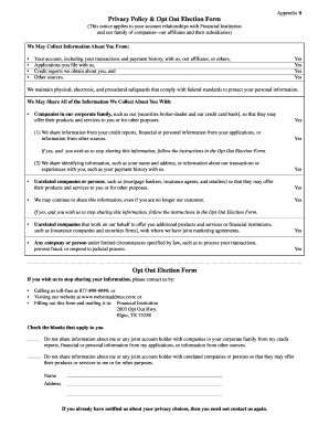 Privacy Policy & Opt Out Election Form