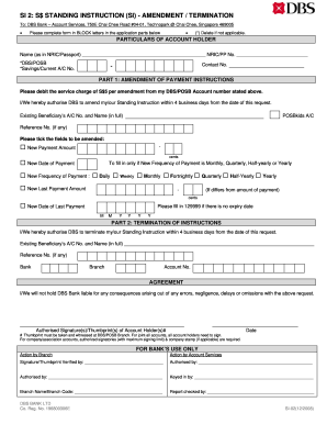 DBS Standing Instruction Amendment Termination Form