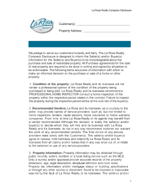 La Rosa Realty Company Disclosure