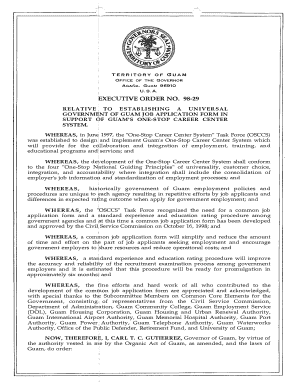 Universal Government of Guam Job Application Form