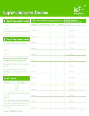 Supply Teacher Claim Form