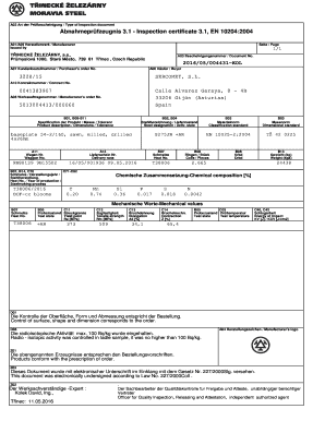 A02 Art der Prfbescheinigung Type of inspection document