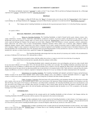 Exhibit 101 RELEASE AND INDEMNITY AGREEMENT This - sec