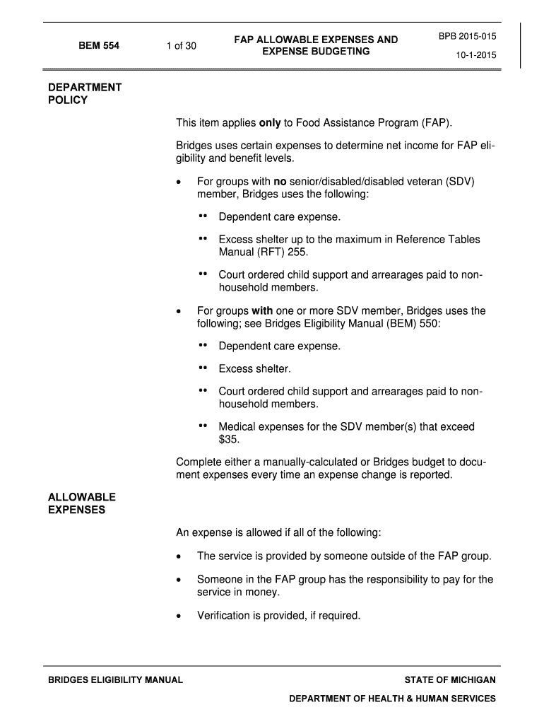 Fillable Online FAP ALLOWABLE EXPENSES AND EXPENSE BUDGETING Fax Email