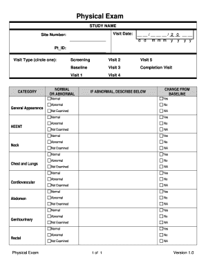 Physical Exam Form