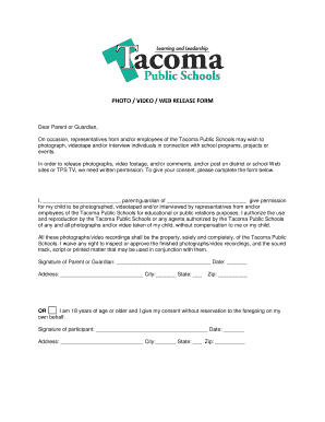Photo Video Web Release Form