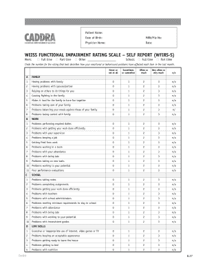 Weiss Functional Impairment Rating Scale Self Report