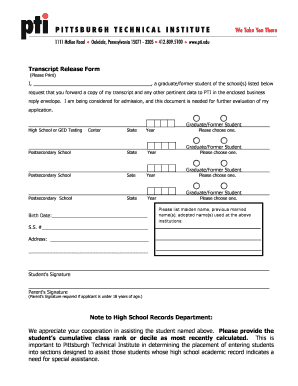 Transcript Release Form