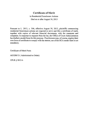 Certificate of Merit in Residential Foreclosure Actions