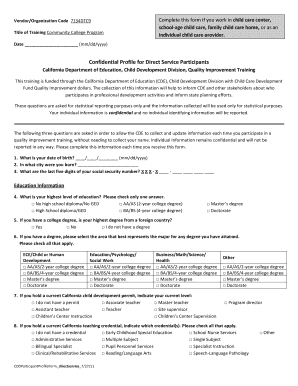 California Child Care Provider Profile Form
