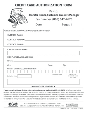 Credit Card Authorization Form