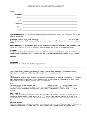 Arizona Month-to-Month Rental Agreement