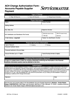 ACH Change Authorization Form