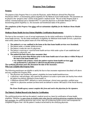 Medicare Home Health Progress Note