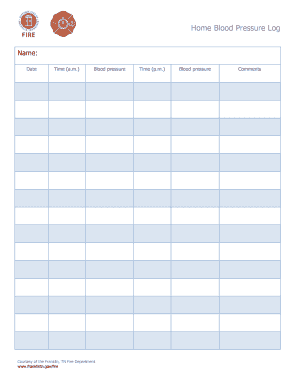 Home Blood Pressure Log Name: Date Time (a