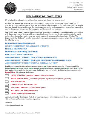 Patient registration/intake form - Indian Health Council