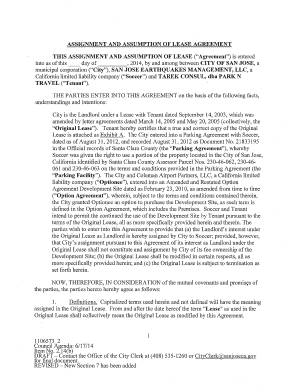 ASSIGNMENT AND ASSUMPTION OF LEASE AGREEMENT THE - sanjoseca