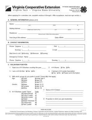 4-H Volunteer Application Form