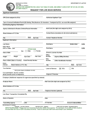 California Live Scan Request Form