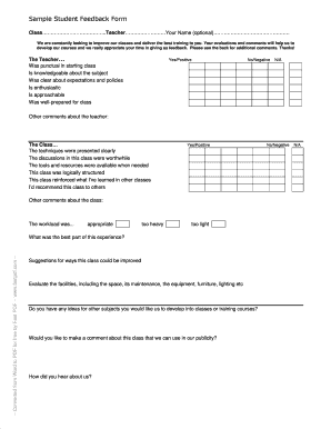 Class Evaluation Form
