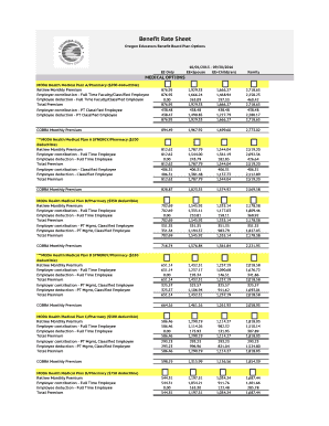Oregon Educators Benefit Rate Sheet