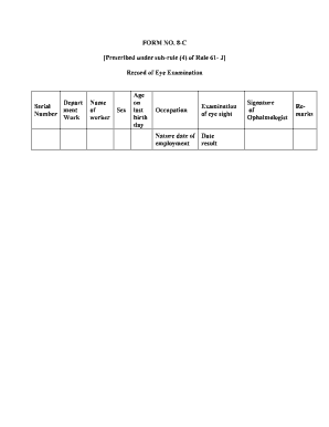 Form 8-C Eye Examination Record