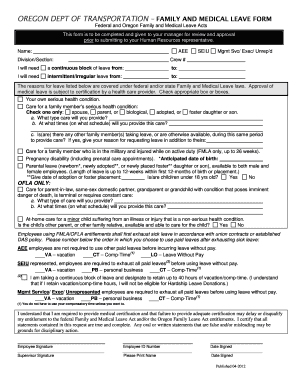 Oregon Family and Medical Leave Form