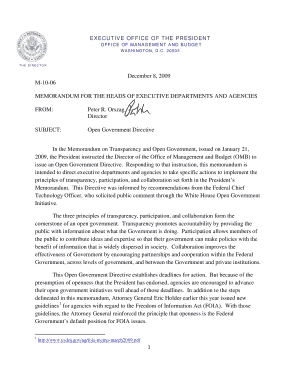 Memorandum for the Heads of Executive Departments and Agencies Open Government Directive - whitehouse