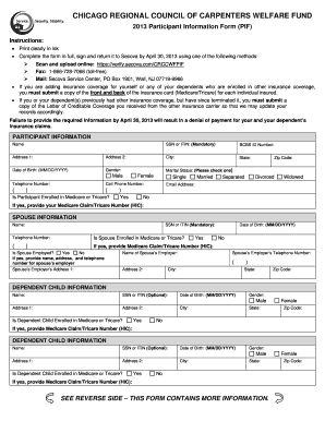 Chicago Carpenters Welfare Fund Participant Information Form