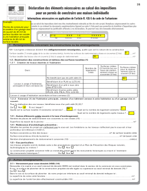 Déclaration des éléments nécessaires au calcul des impositions pour un permis de construire une maison individuelle
