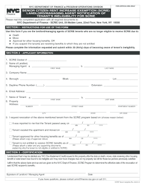 NYC Senior Citizen Rent Increase Exemption Ineligibility Notification