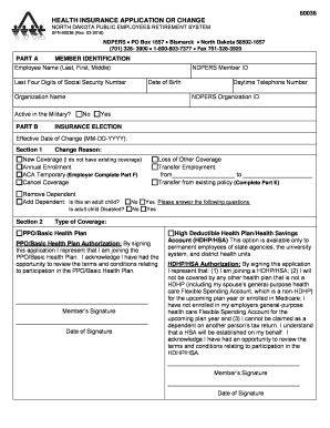 North Dakota Health Insurance Application Form 60036
