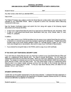 2005-2006 Social Security Verification Form