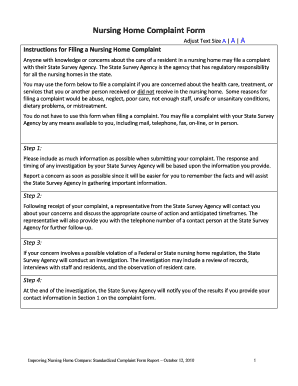Nursing Home Complaint Form