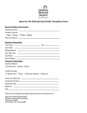 Race for the Kids 5K Run/Walk Donation Form