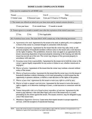 HOME Lease Compliance Form
